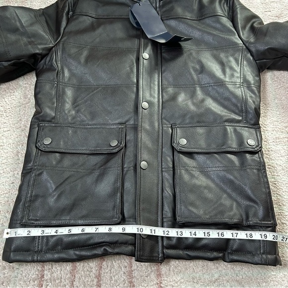 NWT Emporio &Co Dark Brown Faux Leather Jacket Coat Size XXL Fits like a Large - Picture 16 of 16